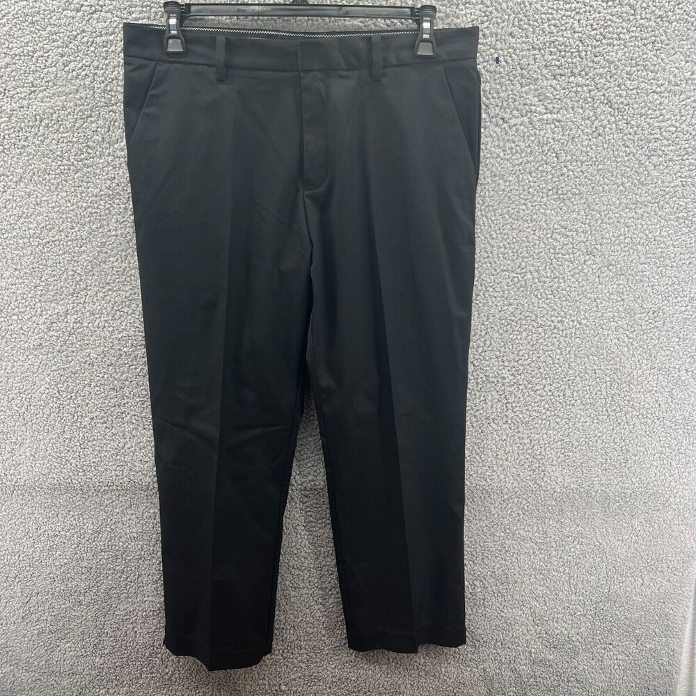 MEN’S ASHWORTH GOLF FLAT FRONT TROUSER PANT, SIZE 34x32, Black